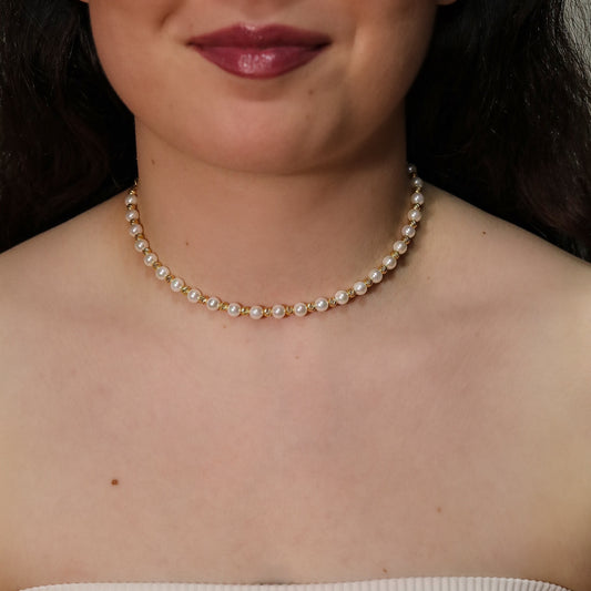 Venus Gold and Pearl Chocker Necklace